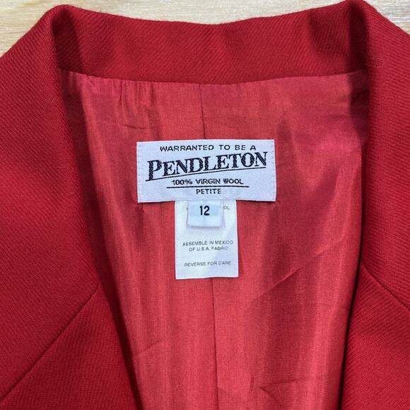 Vintage Pendleton Women’s Size 12P 100% Virgin Wool Red Blazer Career Classic - Picture 3 of 11